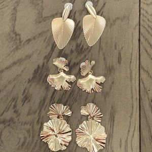 New Three pairs of Gold Earrings. Lightweight on your ears.